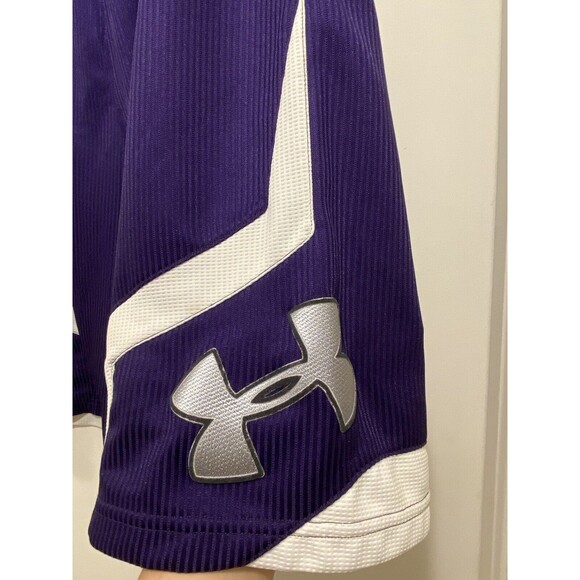 Vtg UNDER ARMOUR 90S  2000s Jock Basketball Purple Loose Shorts RARE L - Picture 2 of 5